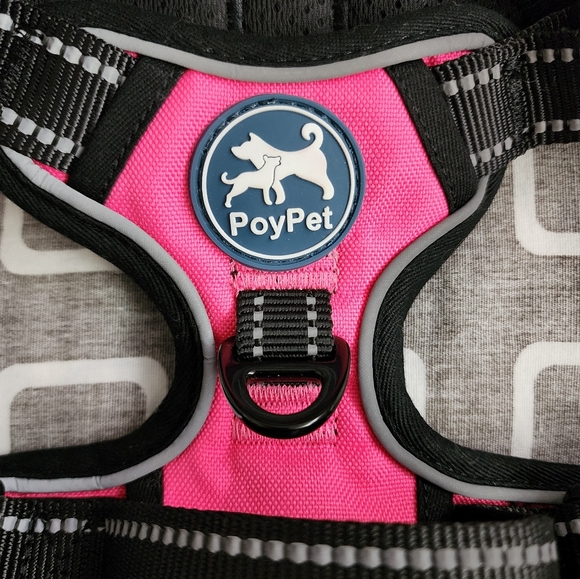 NEW PoyPet Adjustable Reflective No-Pull Dog Harness Medium Pink Black - Picture 8 of 15